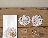 Kraft Gift Bags with Vintage Doilies and Bird Tags