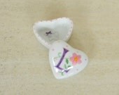 Hand painted porcelain heart shaped custom monogrammed personalized tooth fairy box for children or toddlers