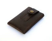 Leather Wallet - Cardholder -Pull Out Wallet - Hand Stitched - Hand Dyed Dark Brown - FREE SHIPPING