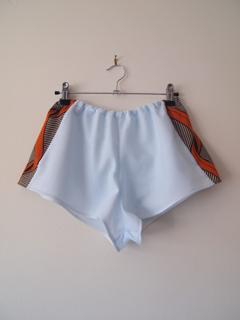 The Carla - Pale Blue with Orange and Brown African Fabric Inserts