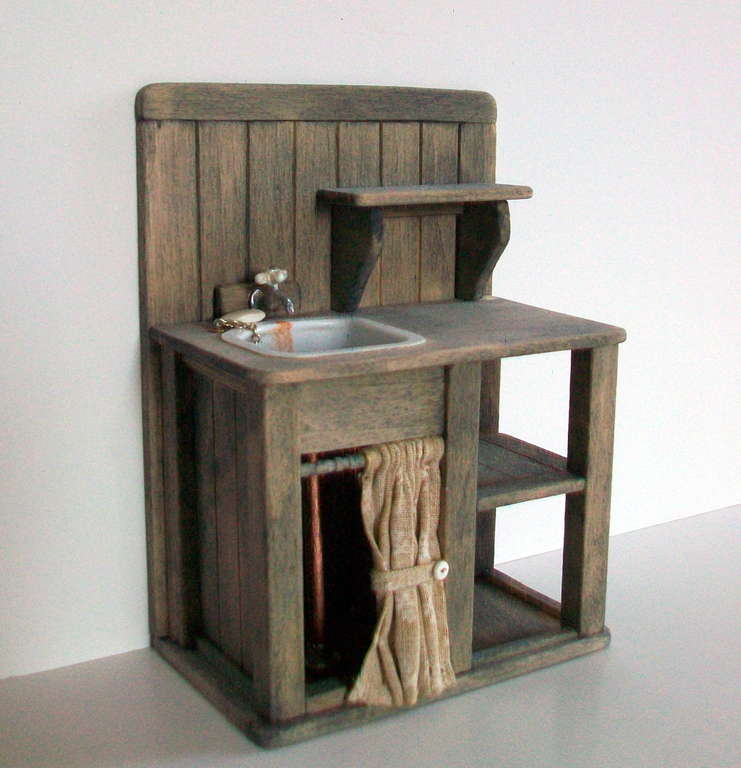 Miniature Rustic Sink (1 inch dollhouse scale)