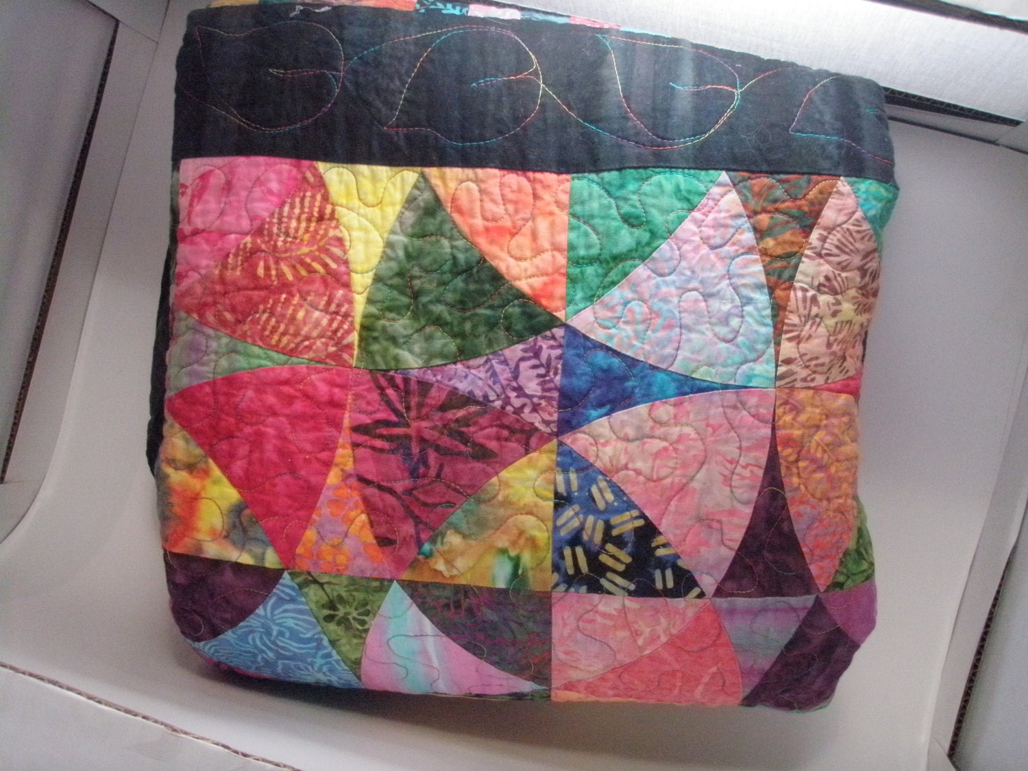 geometric quilted scrappy throw blanket - Winding Ways Batik