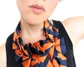 Orange & Navy Silk Katherine Scarf