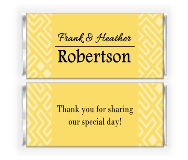 Wedding Yellow Maze Candy Bar Wrappers -  Personalized Printable PDF File