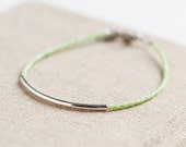 Bar Bracelet with light green opaque seed beads - minimalist bracelet - friendship bracelet - glass jewelry - Mother's Day Gifts