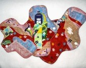 Set of 3 Cloth Pads Trial Pack by MotherMoonPads (8 Inch Pantyliner, 10 Inch Normal Flow, 12 Inch Heavy Flow)