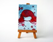 Watercolor Portrait of a Girl - Floating head in space - ACEO drawing number 62