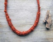 Terracotta thread necklace. Burnt orange wrapped necklace.