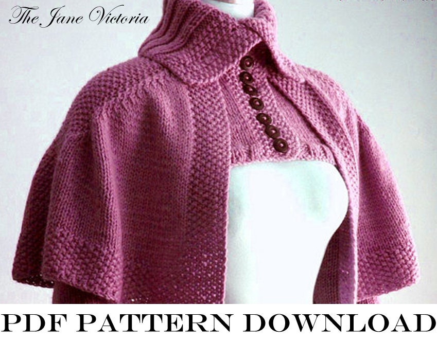 Mantelet Knitting PATTERN, R. E. Linwelin, PDF DOWNLOAD
