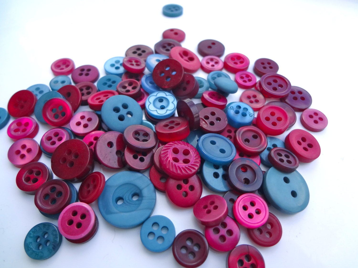 50 Plum and teal blue buttons - 'Isabella mix'