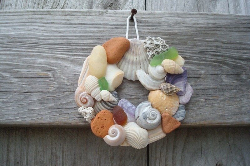 Seashell Wreath - Shell Wreath - Small Shell Wreath - Shell Home Decor - Beach Home Decor - Natural Shell Wreath