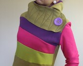TROPICAL ISLAND - Hoodie Sweatshirt Sweater - Recycled Upcycled - One of a Kind Women - Small/Medium