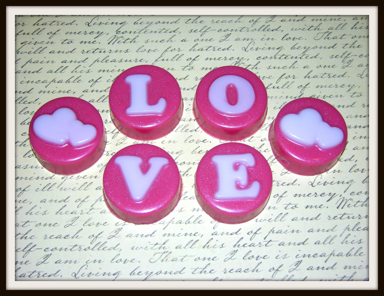 HEART LOVE SoAP - L O V E Letters - Men - Women  - Customized - You Choose Scent & Color  - Glycerin - Hand Made