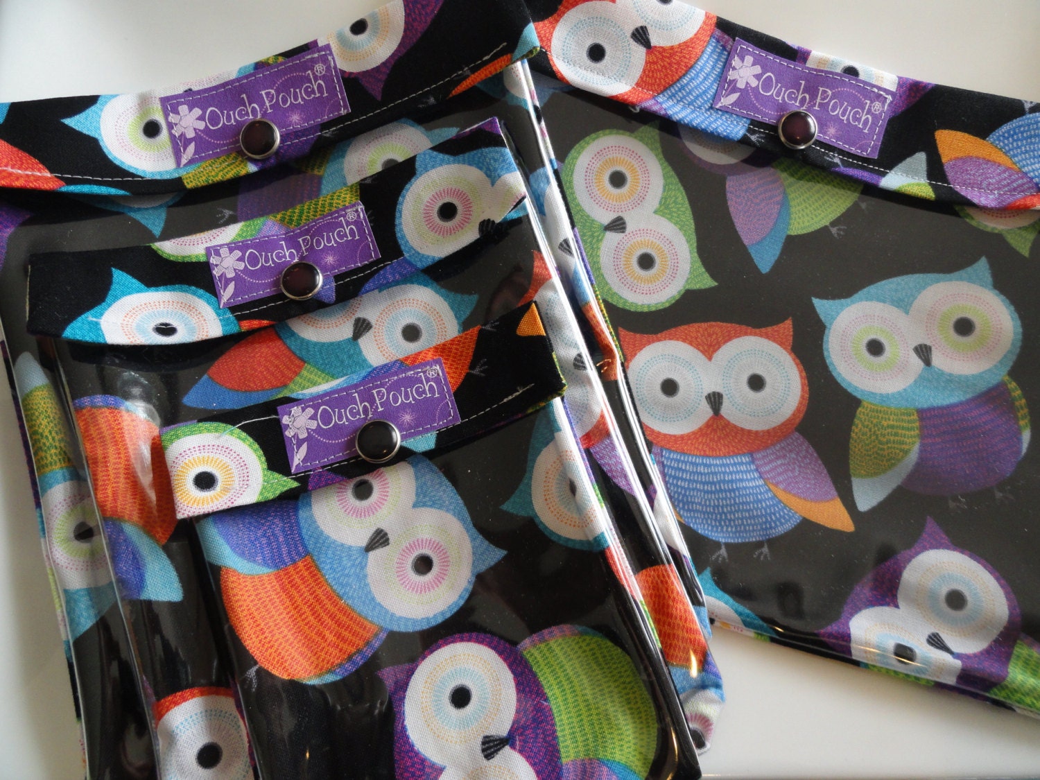 Ouch Pouch The Collection - 4 Sizes 'Clear Pocket' Travel Carry On Airport Friendly First Aid Medications Diaper Bag - You Choose Fabrics