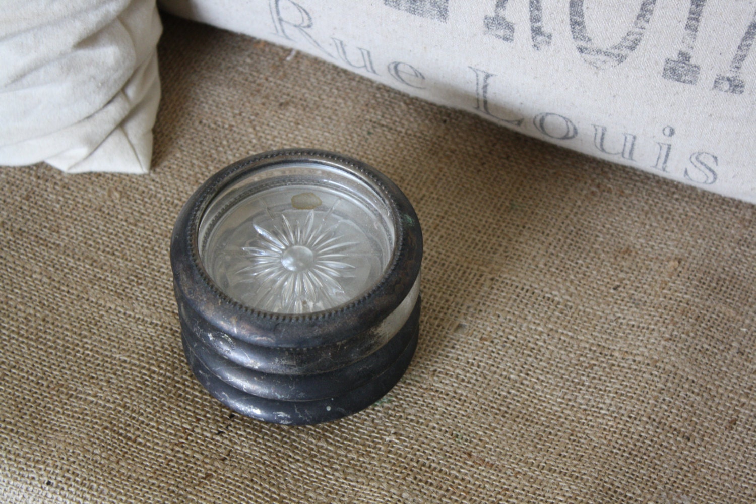 Tarnished Silver Cut Glass Coasters