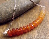 Ombre Orange Necklace / Faceted Carnelian Stones, Sterling Silver, Hot Summer Colors