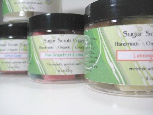 Pink Grapefruit and Lime Sugar Scrub Cubes - all natural skin care - shower body polish