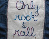 Denim Jacket Vest, hand embroidered, ladies large