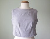60s crop top / seersucker striped sleeveless cotton blouse (m - l)