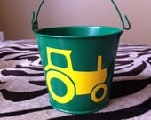 John Deere themed Children's Party Favor Buckets/ Treat Bag with Your Choice of Logo, Style 1