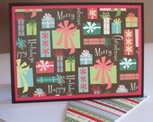 CLEARANCE Christmas Cards: Set of 12 with Coordinating Embellished Envelopes - Holiday Presents