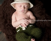 Newborn Fishing Hat and Pants, Photo Prop Hat and Pants