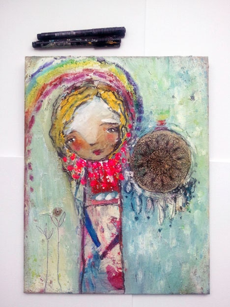 Mixed Media Original - With Soft Words, the World Grows - an Original Mixed Media Painting 11x14 by Juliette Crane