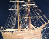 Cutty Sark Sailing ship handmade with rice leaves. Have you seen ancient leaf art. No color, paint or dye added to the natural color of leav