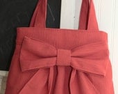 Coral Bow Bag / Purse with Double Handles