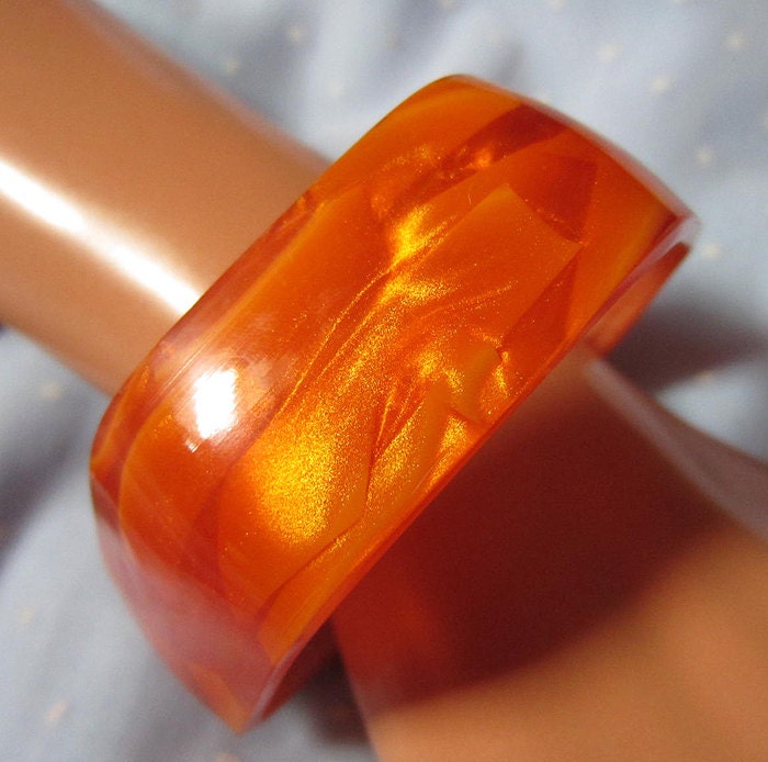 Stunning Vintage Hexagonal Bangle - Orange