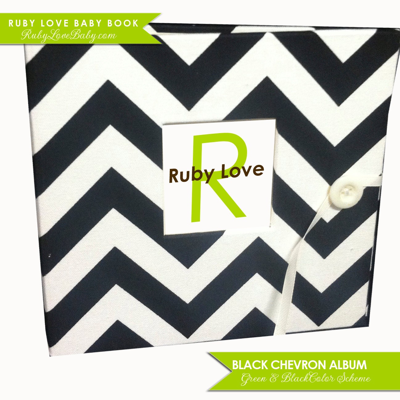 Brand New// SPRING 2013 Black Chevron Album . Ruby Love Modern Baby Book