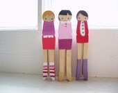 handmade wooden folk art miNi clothespins brooches  ... sweet love