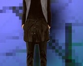 Black Cotton Trousers with Faux Shirt