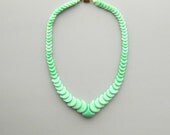 Art Deco Necklace. Jadeite Mint Green Glass. Interlocking Graduated Beads.