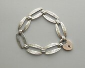 Victorian Revival Sterling Bracelet. Napier. Heart Padlock.