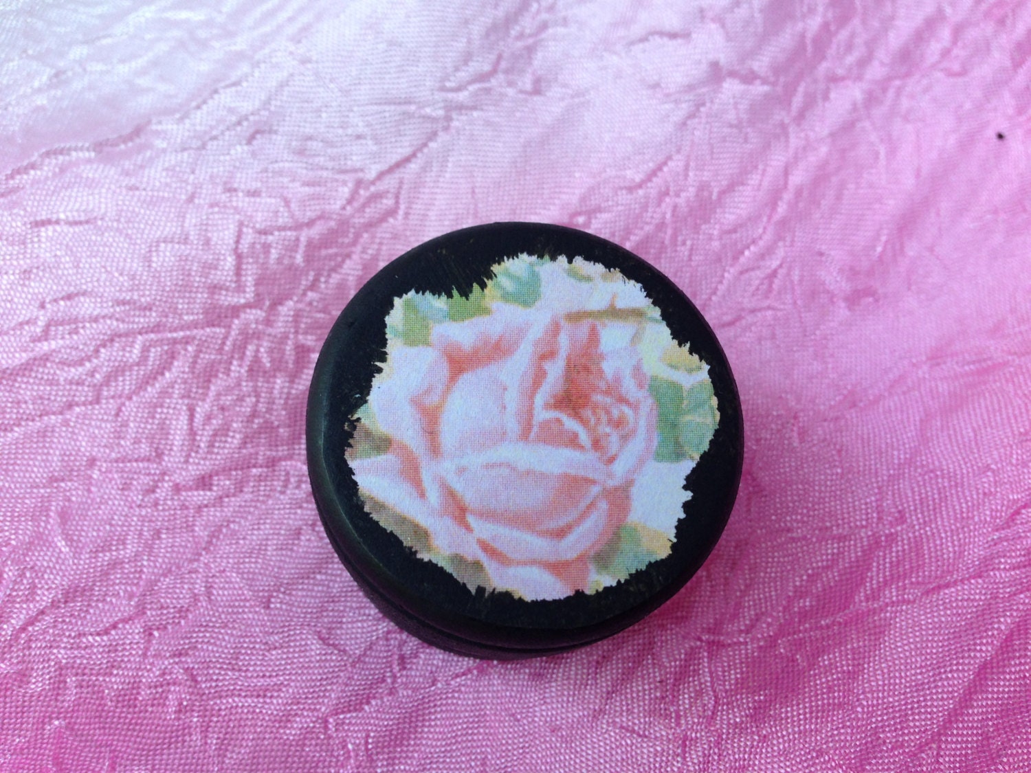 Antiqued Rose Pill Box, Travel Jewelry Box, Ring Box, Tooth Fairy Box