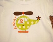 Helicopter Boys Birthday Applique Shirt