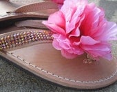 NEW - Peonies - Leather sandals/Flip Flops