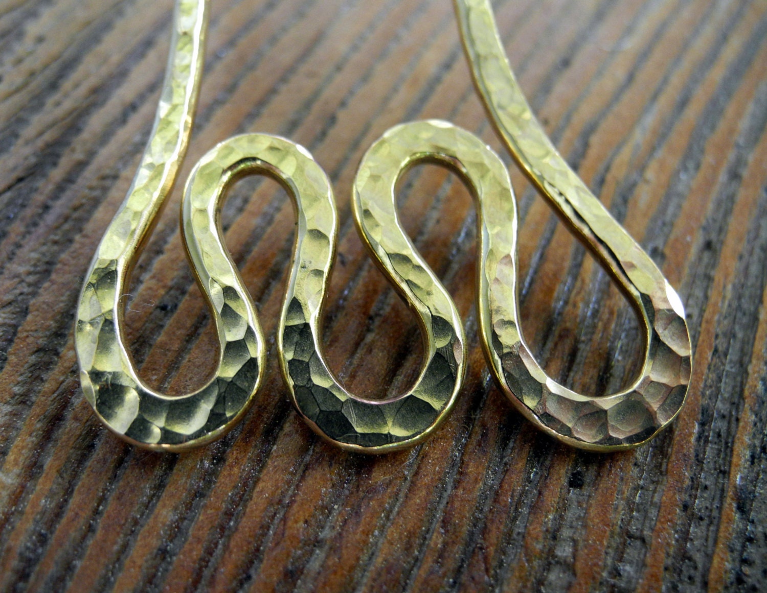 Metal Hair Fork - Brass Zigzag, gold tone hair pin, hair stick