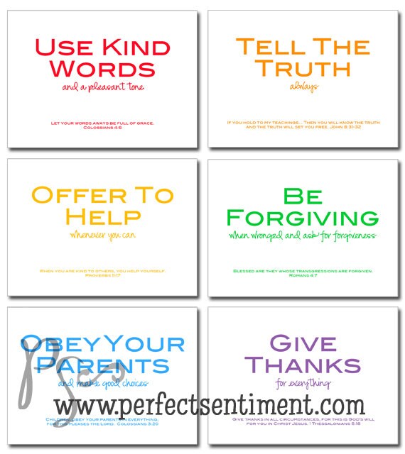 family rules printable w/ Bible verses