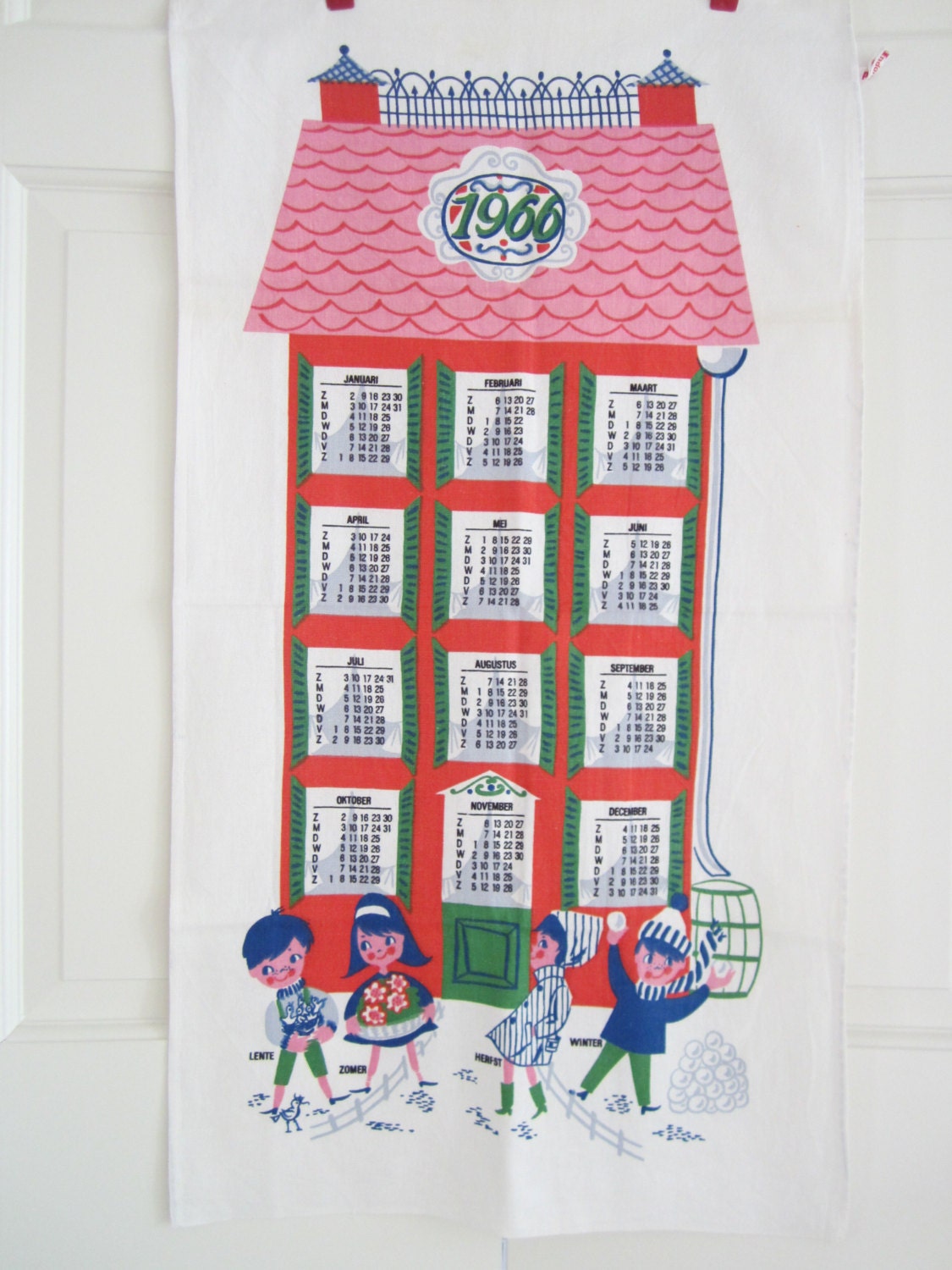 Vintage Calendar Towel 1966