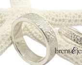 Gift from the Sea Textured Fingerprint Wedding Bands 6mm and 3mm fingerprint wedding rings