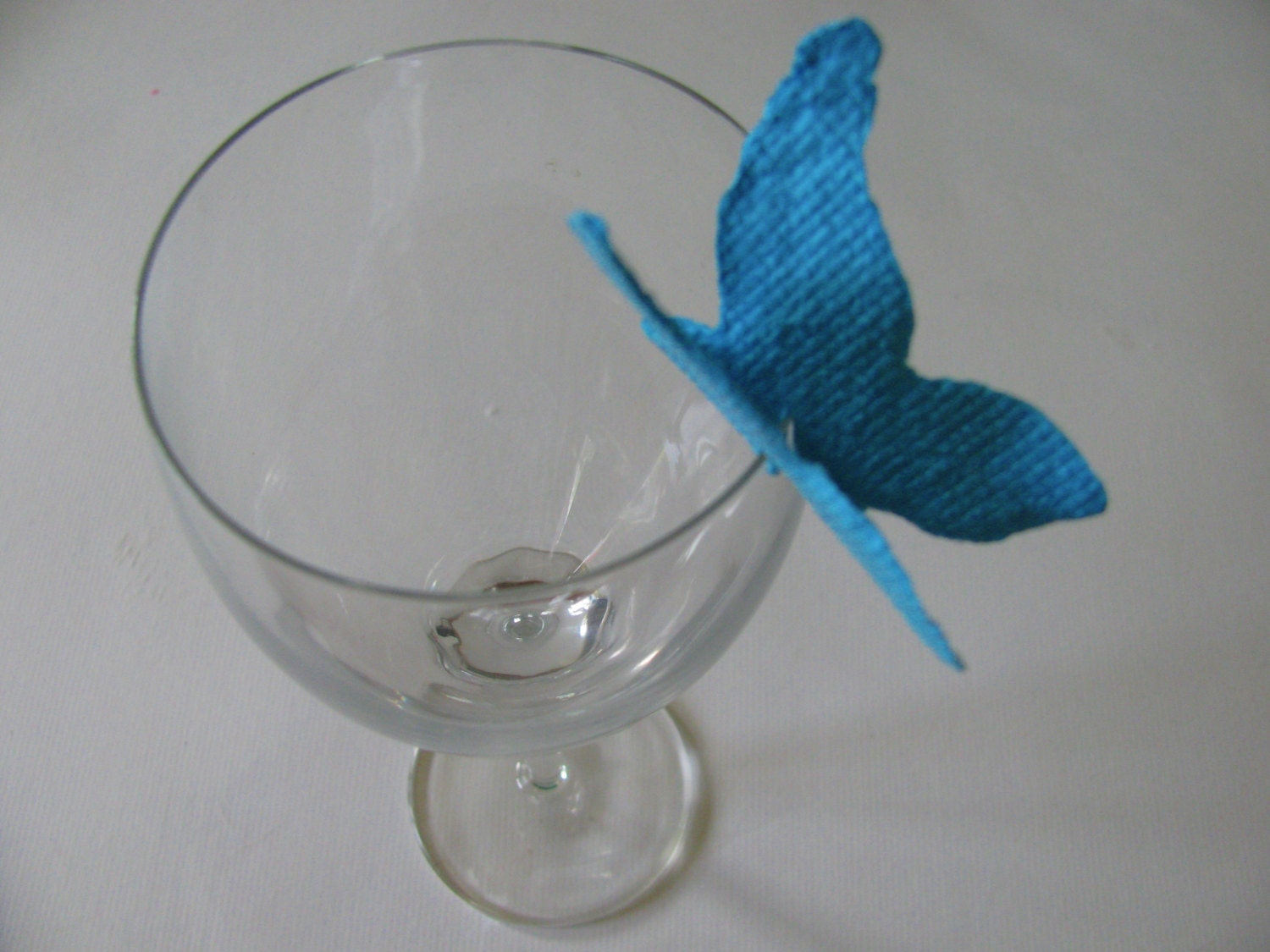 Plantable Seed Paper Wine Glass Place Card  Butterfly Shaped Place Cards in Tiffany Blue With Wildflower Seeds