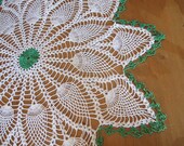 Vintage Green Crochet Doily, Large Cotton Doily, Mid Century Home Decor, Small Table Scarf, Oversized Doilie