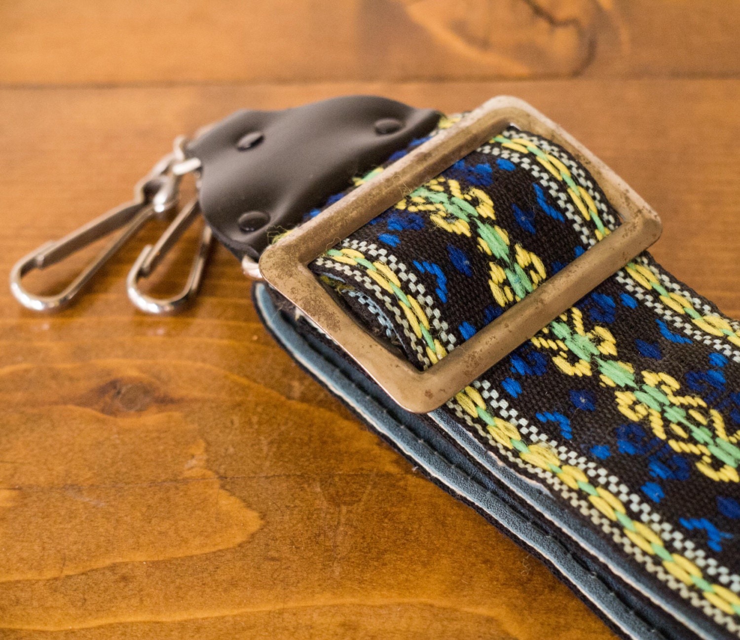 Vintage Camera Strap- Blue & Yellow Floral Hippie