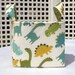 Aqua, Green and Gold DInosaurs Fabric Organizer Basket