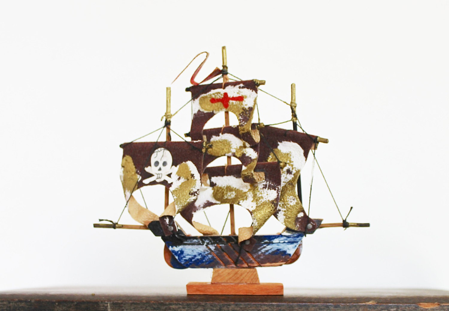 Beware of Pirates - Vintage Ship - Home Decor - Wood - Made in Japan - Nautical - Ocean - Beach - Summer - Blue