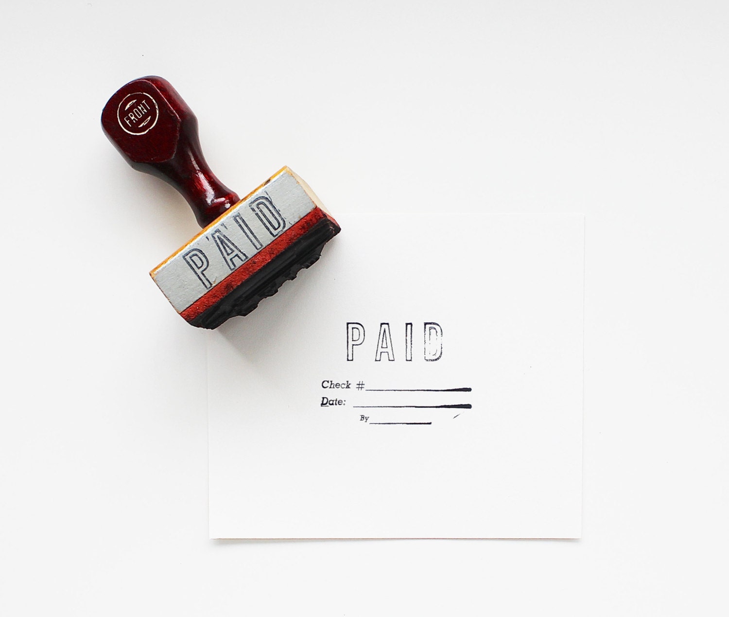 Get It Paid - Vintage Office Stamp - Taxes - Tax Season - Wood - Mounted - Mid Century - Supplies