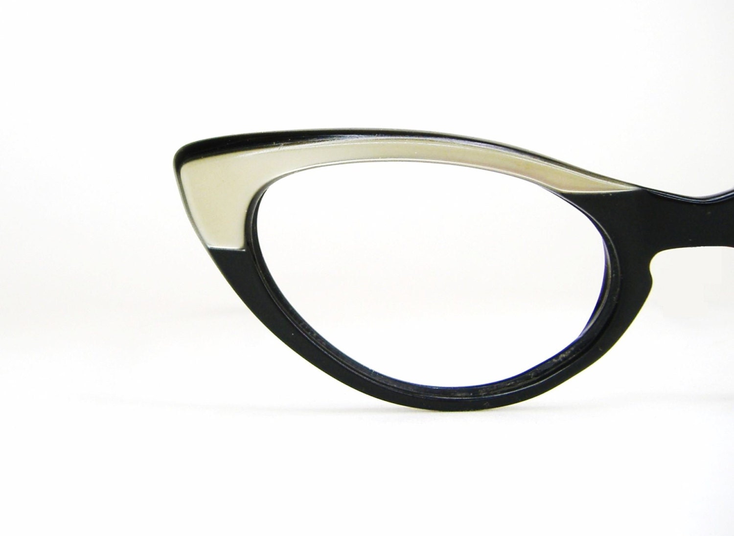 Vintage 50s Cat Eye Eyeglasses Sunglasses Frame Safilo Black and Gold