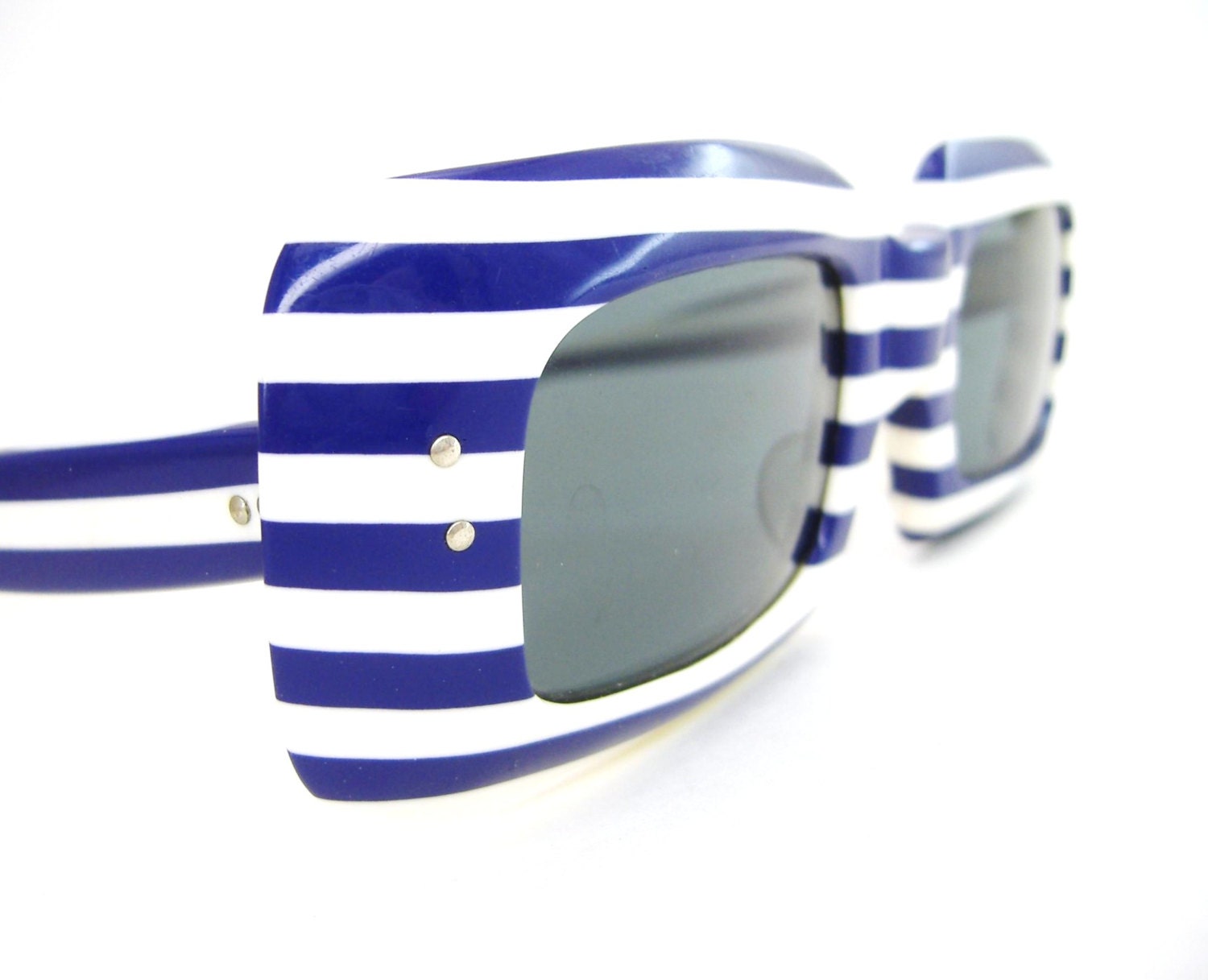 Vintage 60s Blue Stripes Sunglasses Eyewear Sunglasses France Nautical